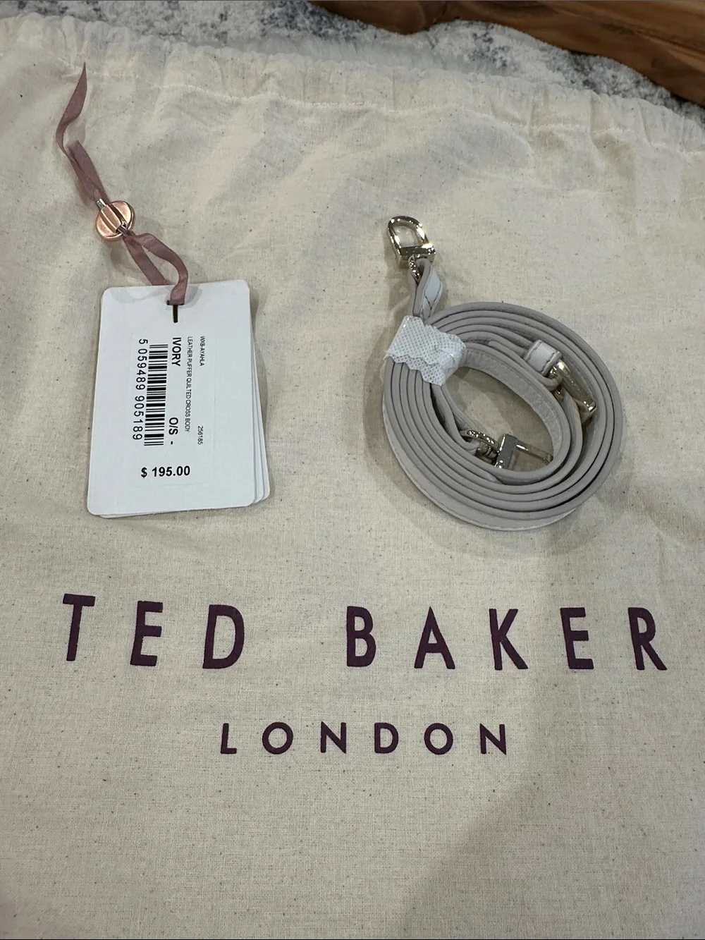 Ted Baker White Quilted Chevron Leather Wristlet Clutch